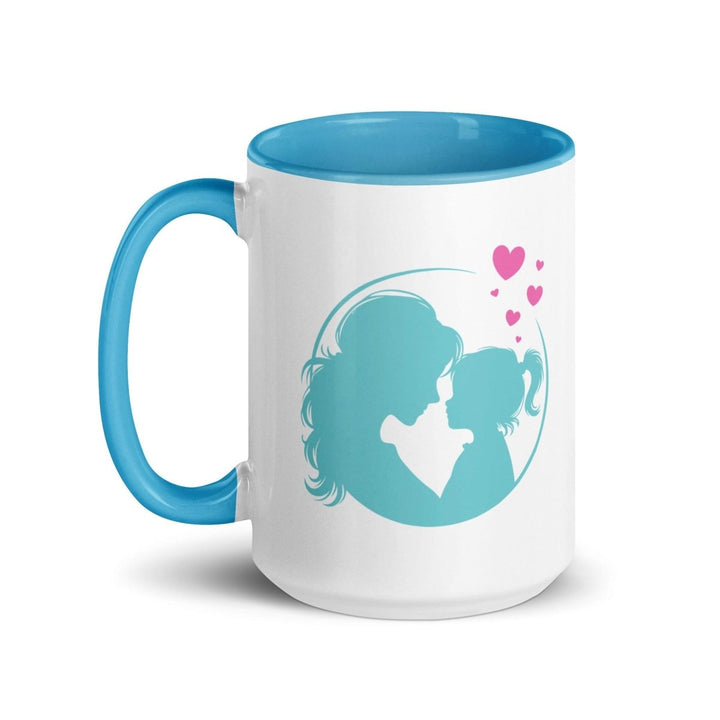 Mother and Daughter Colorful Print Mug - Blue - 15 oz - ArtyKoala
