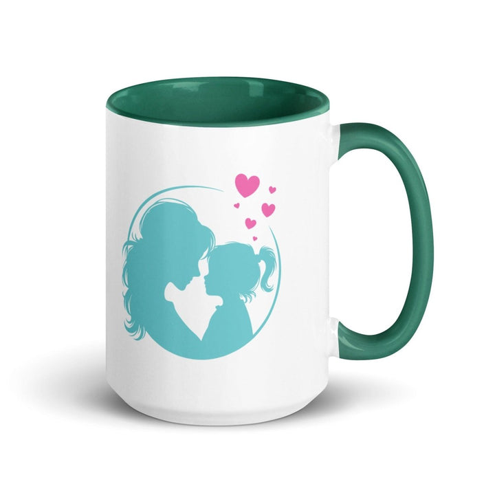 Mother and Daughter Colorful Print Mug - Dark green - 15 oz - ArtyKoala