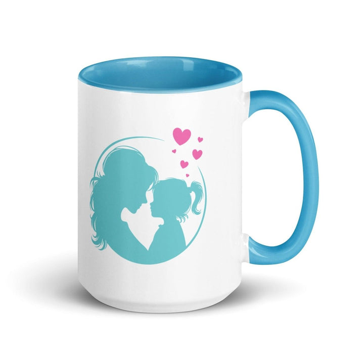 Mother and Daughter Colorful Print Mug - Blue - 15 oz - ArtyKoala