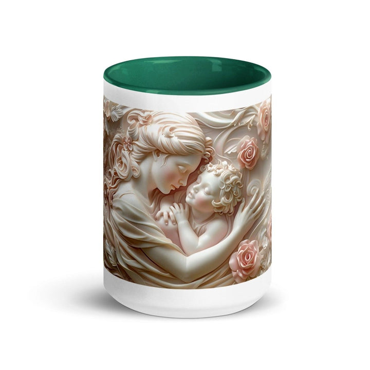 Mother Baby Flower Colorful Print Mug - Dark green - 15 oz - ArtyKoala