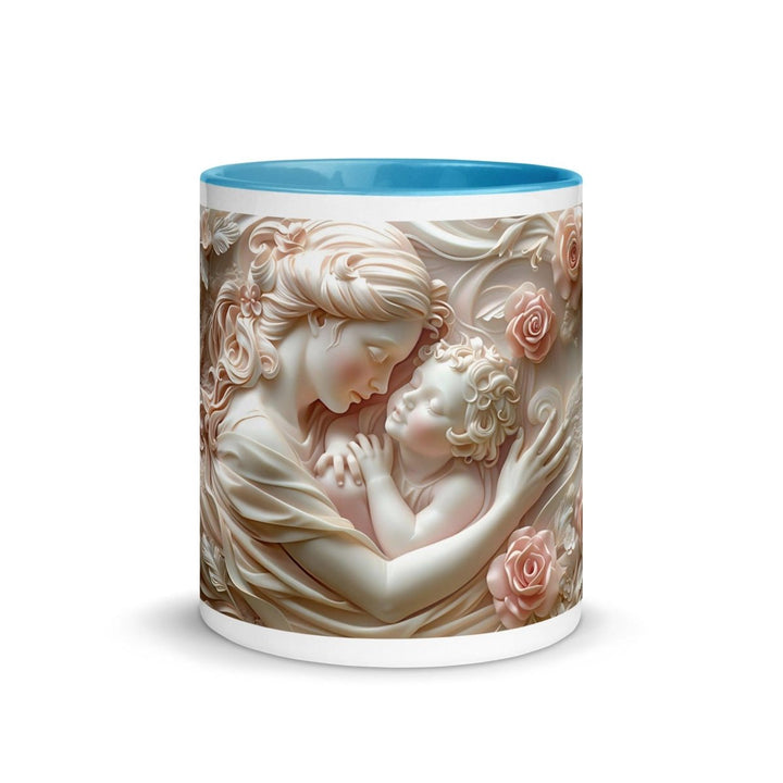 Mother Baby Flower Colorful Print Mug - Blue - 11 oz - ArtyKoala