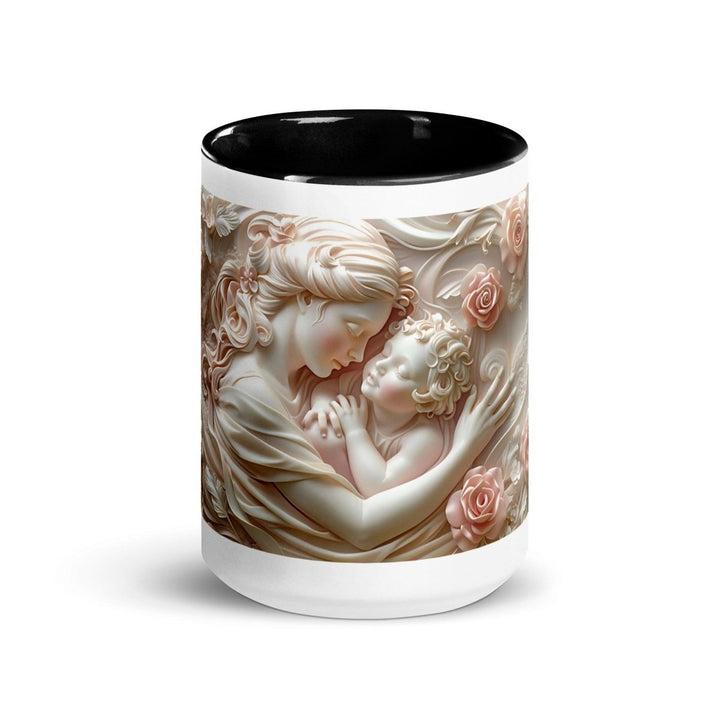 Mother Baby Flower Colorful Print Mug - Black - 15 oz - ArtyKoala
