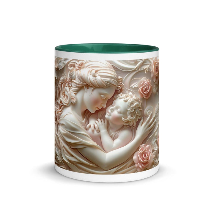 Mother Baby Flower Colorful Print Mug - Dark green - 11 oz - ArtyKoala