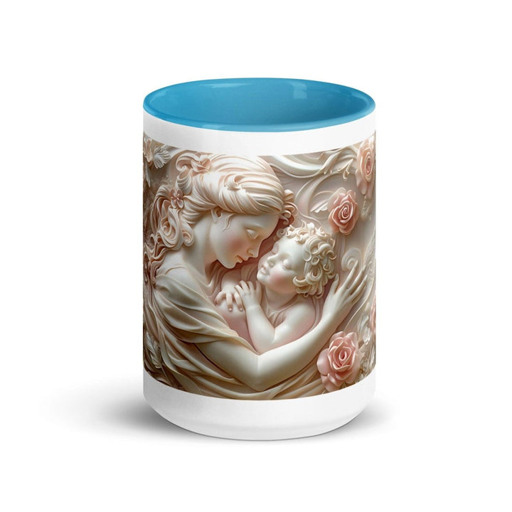 Mother Baby Flower Colorful Print Mug - Blue - 15 oz - ArtyKoala
