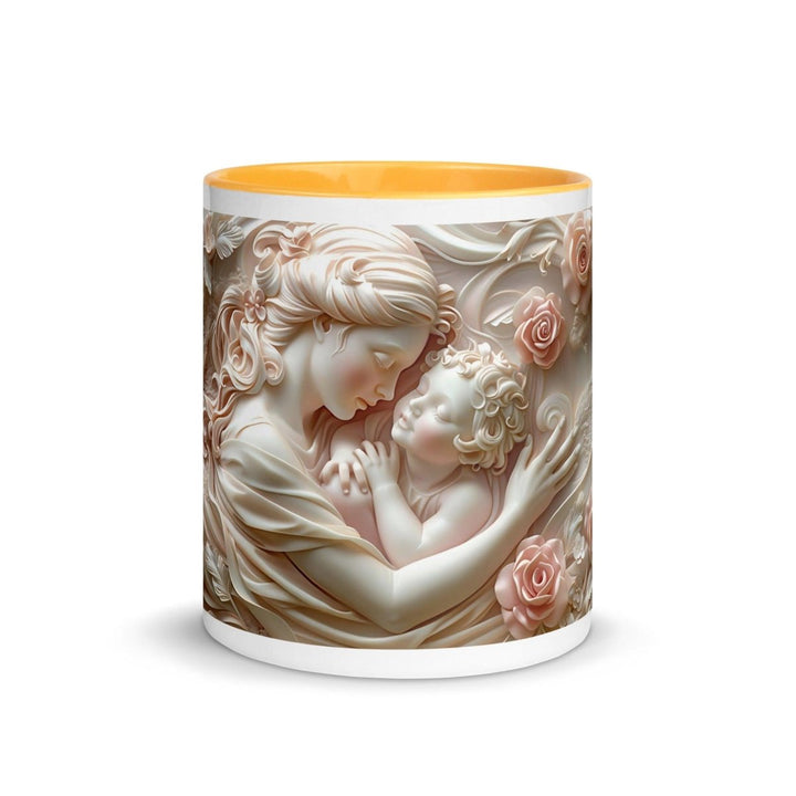 Mother Baby Flower Colorful Print Mug - Golden Yellow - 11 oz - ArtyKoala