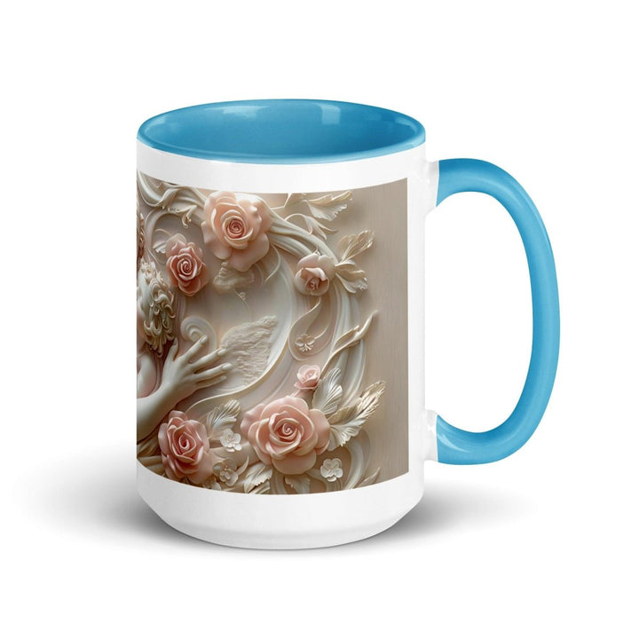 Mother Baby Flower Colorful Print Mug - Blue - 15 oz - ArtyKoala