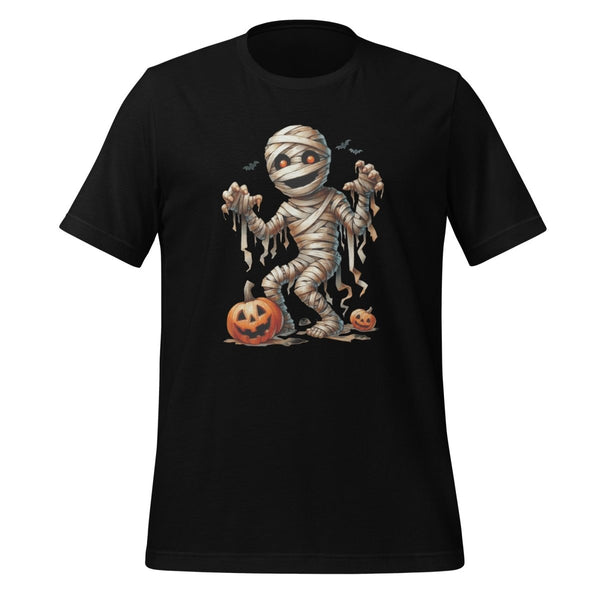 Mummy Skeleton Halloween Graphic Tee - Black - S - ArtyKoala