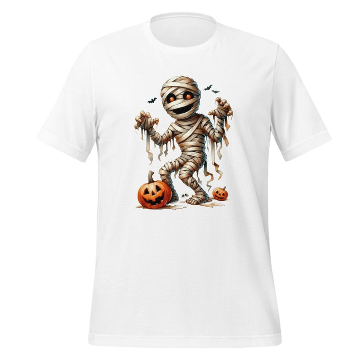 Mummy Skeleton Halloween Graphic Tee - White - S - ArtyKoala