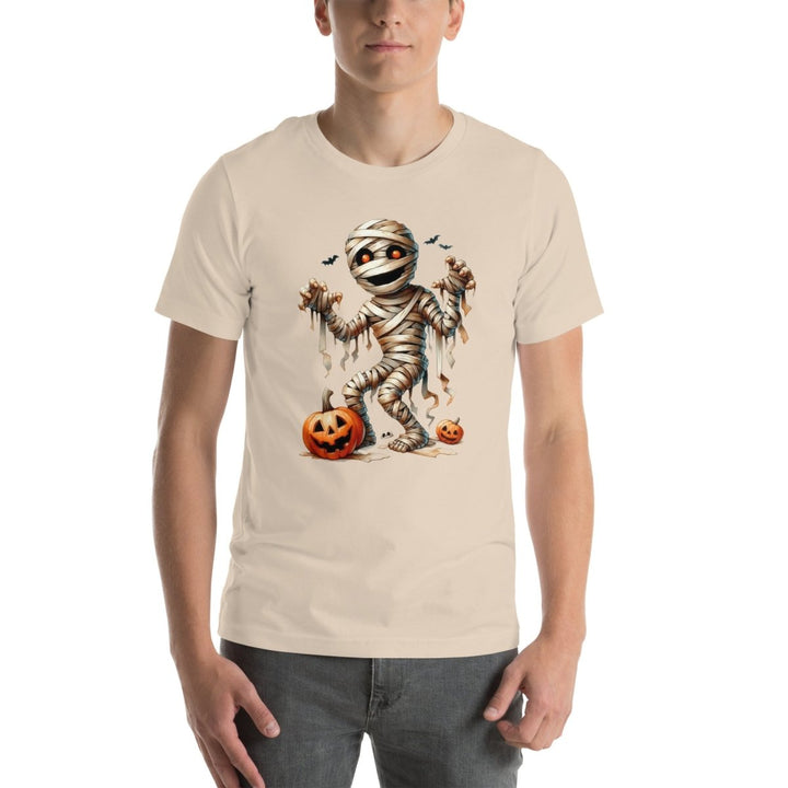 Mummy Skeleton Halloween Graphic Tee - Black - S - ArtyKoala