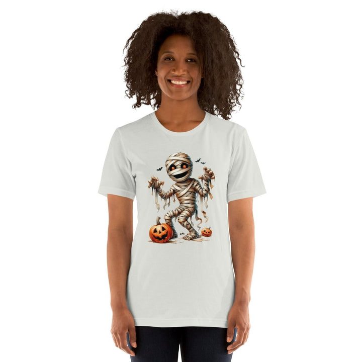 Mummy Skeleton Halloween Graphic Tee - Black - S - ArtyKoala