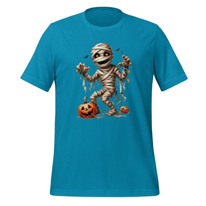 Mummy Skeleton Halloween Graphic Tee - Aqua - S - ArtyKoala