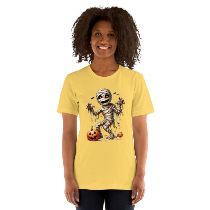 Mummy Skeleton Halloween Graphic Tee - Black - S - ArtyKoala