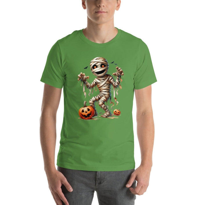 Mummy Skeleton Halloween Graphic Tee - Black - S - ArtyKoala
