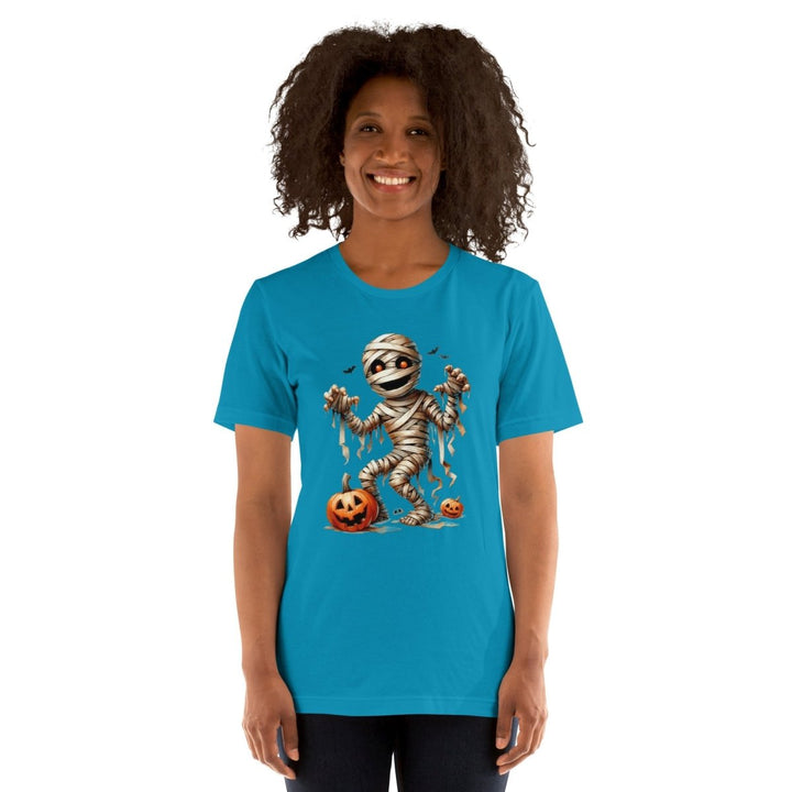 Mummy Skeleton Halloween Graphic Tee - Black - S - ArtyKoala