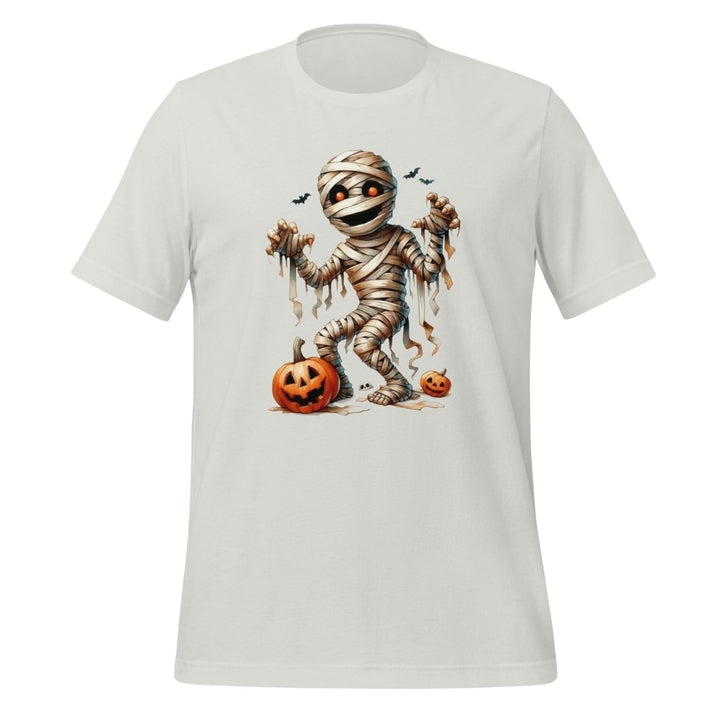 Mummy Skeleton Halloween Graphic Tee - Silver - S - ArtyKoala