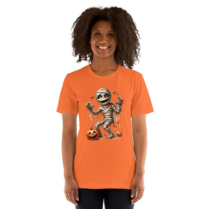 Mummy Skeleton Halloween Graphic Tee - Black - S - ArtyKoala