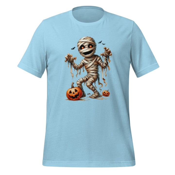 Mummy Skeleton Halloween Graphic Tee - Ocean Blue - S - ArtyKoala