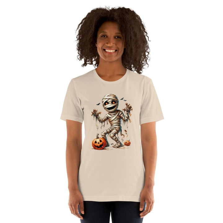 Mummy Skeleton Halloween Graphic Tee - Black - S - ArtyKoala