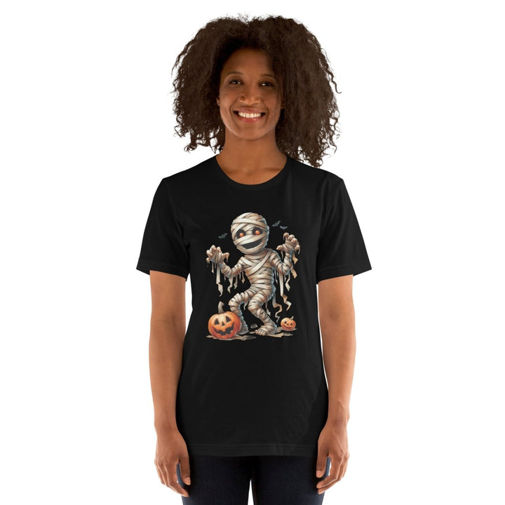 Mummy Skeleton Halloween Graphic Tee - Black - S - ArtyKoala