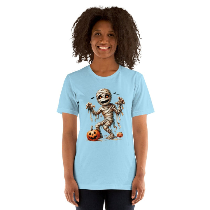 Mummy Skeleton Halloween Graphic Tee - Black - S - ArtyKoala