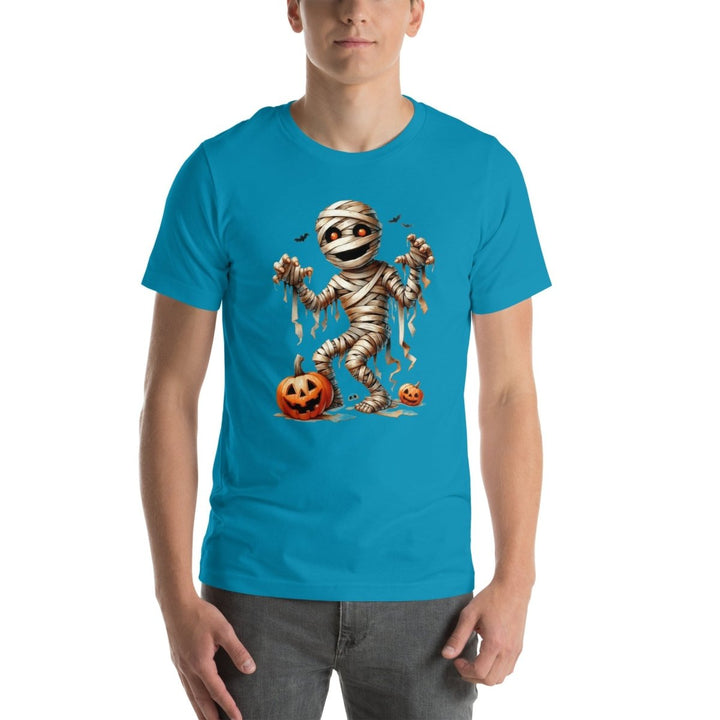 Mummy Skeleton Halloween Graphic Tee - Black - S - ArtyKoala