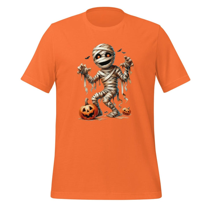Mummy Skeleton Halloween Graphic Tee - Orange - S - ArtyKoala