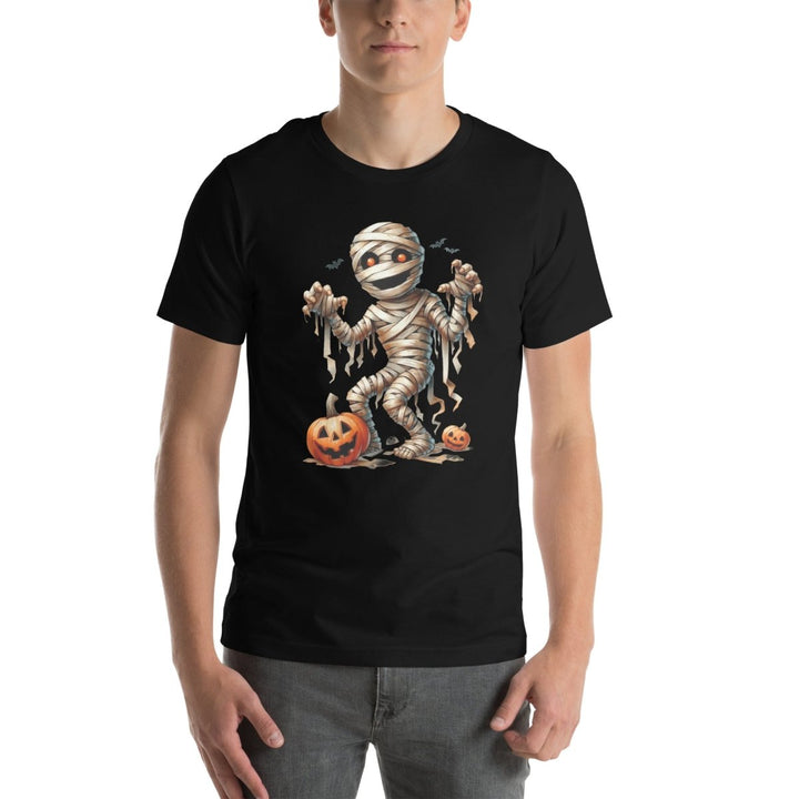 Mummy Skeleton Halloween Graphic Tee - Black - S - ArtyKoala