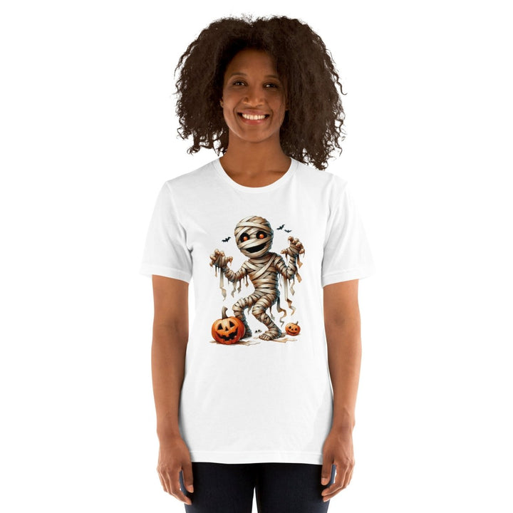 Mummy Skeleton Halloween Graphic Tee - Black - S - ArtyKoala