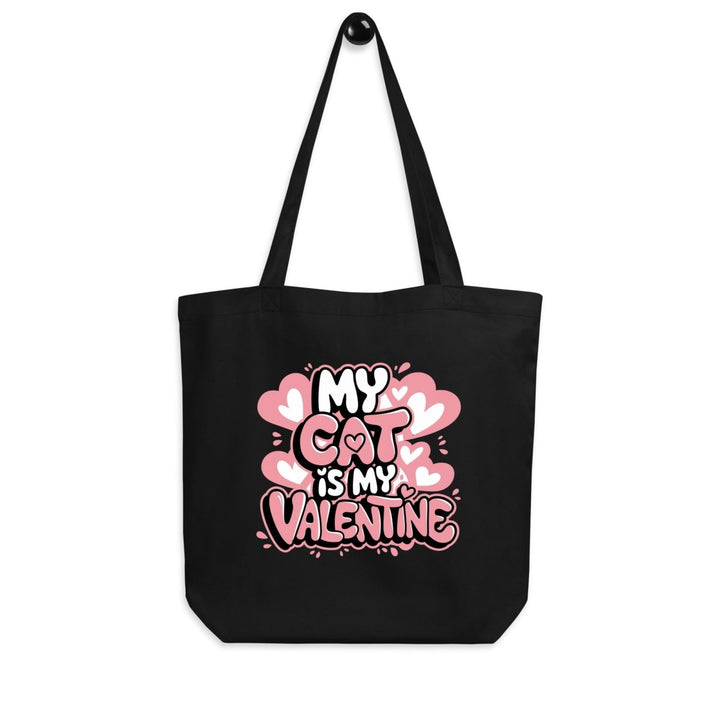 My Cat is My Valentine Custom Tote Bag - Black-ArtyKoala