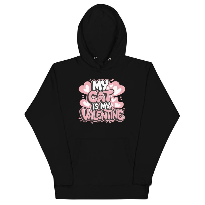 My Cat is My Valentine Graphic Hoodie - Black - S - ArtyKoala