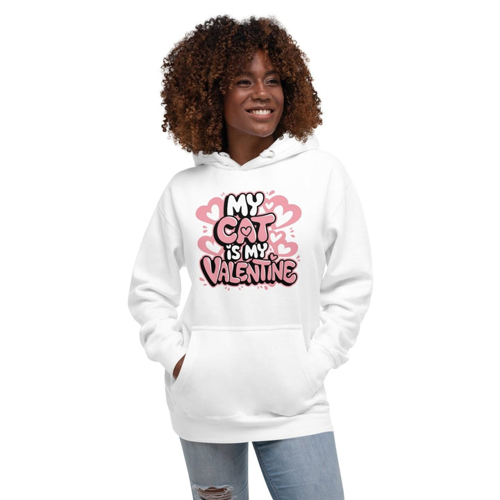 My Cat is My Valentine Graphic Hoodie - White - S - ArtyKoala