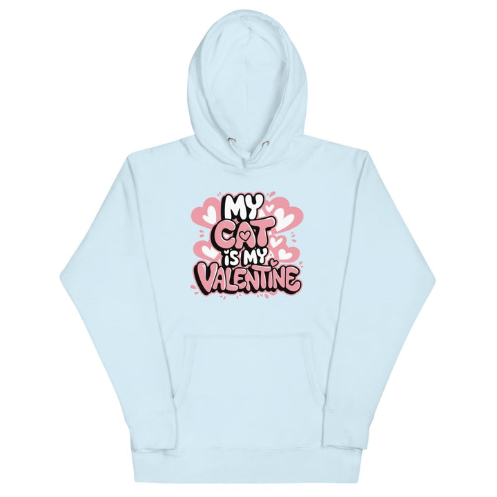My Cat is My Valentine Graphic Hoodie - Sky Blue - S - ArtyKoala