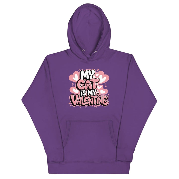 My Cat is My Valentine Graphic Hoodie - Purple - S - ArtyKoala