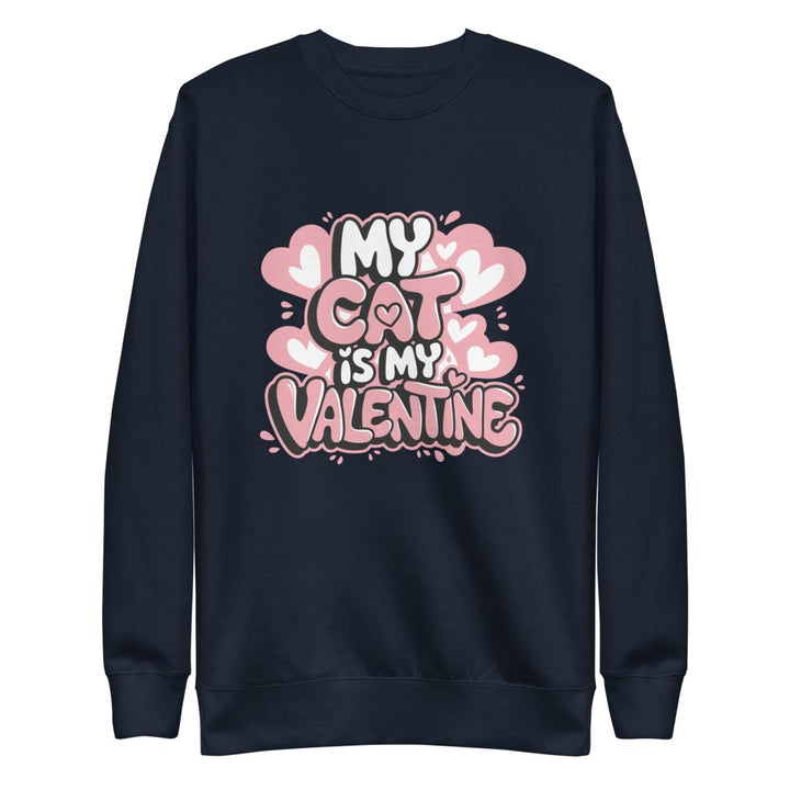 My Cat is My Valentine Graphic Sweatshirt - Navy Blazer - S - ArtyKoala