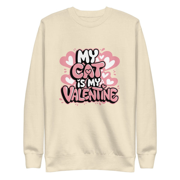 My Cat is My Valentine Graphic Sweatshirt - Bone - S - ArtyKoala