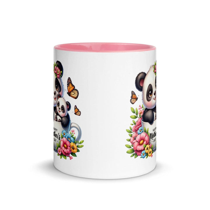 Panda and cub Colorful Print Mug - Pink - 11 oz - ArtyKoala