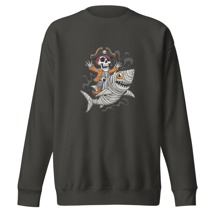 Pirate Shark Rider Graphic Sweatshirt - Black - S - ArtyKoala