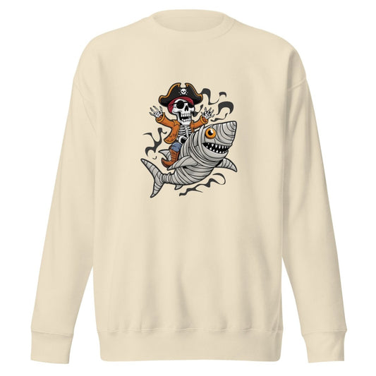 Pirate Shark Rider Graphic Sweatshirt - Black - S - ArtyKoala