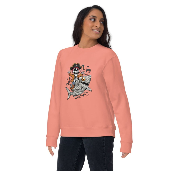 Pirate Shark Rider Graphic Sweatshirt - Black - S - ArtyKoala