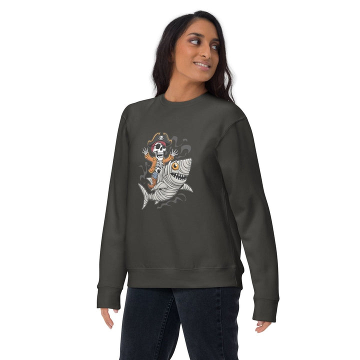 Pirate Shark Rider Graphic Sweatshirt - Black - S - ArtyKoala