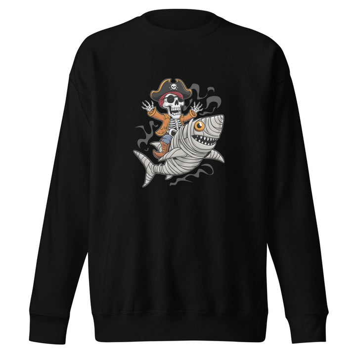 Pirate Shark Rider Graphic Sweatshirt - Black - S - ArtyKoala
