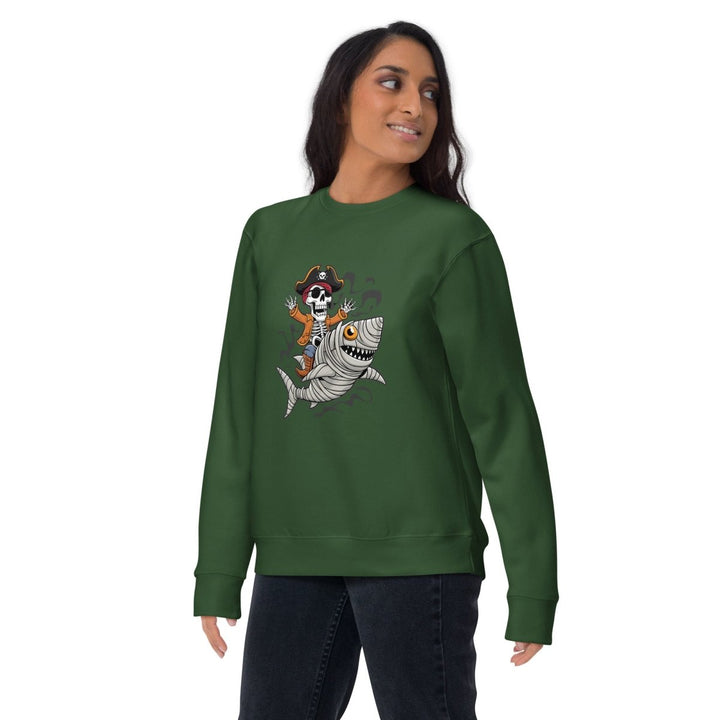 Pirate Shark Rider Graphic Sweatshirt - Black - S - ArtyKoala