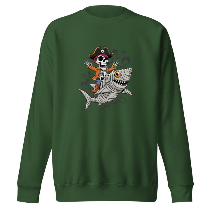 Pirate Shark Rider Graphic Sweatshirt - Black - S - ArtyKoala