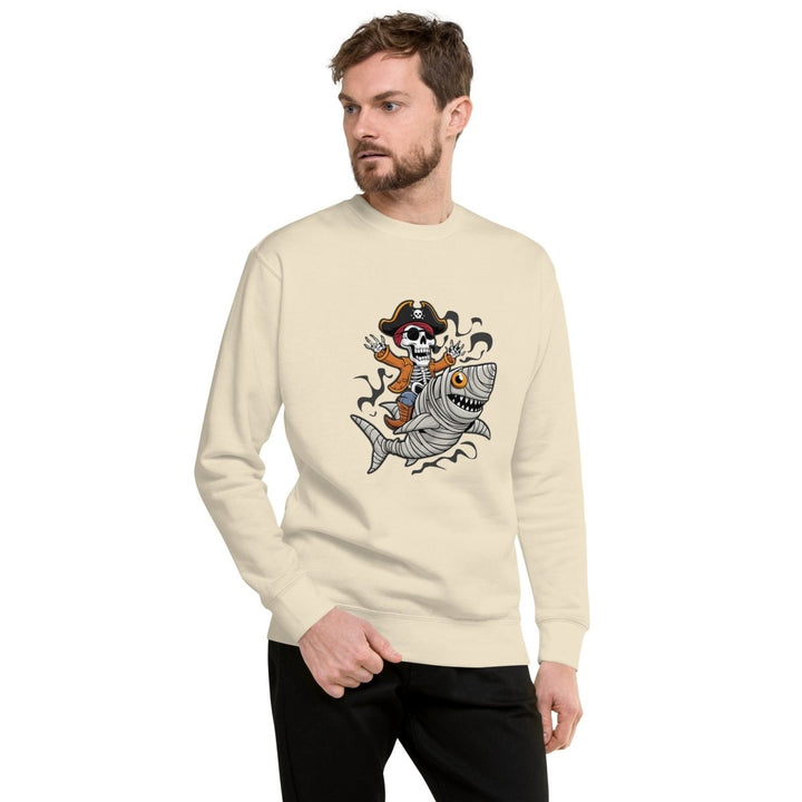 Pirate Shark Rider Graphic Sweatshirt - Bone - S - ArtyKoala