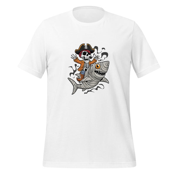 Pirate Shark Rider Graphic Tee - White - XS - ArtyKoala