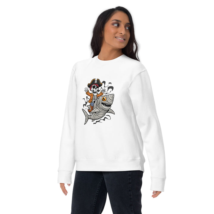 Pirate Shark Rider Unisex Premium Halloween Sweatshirt - Black / S - ArtyKoala