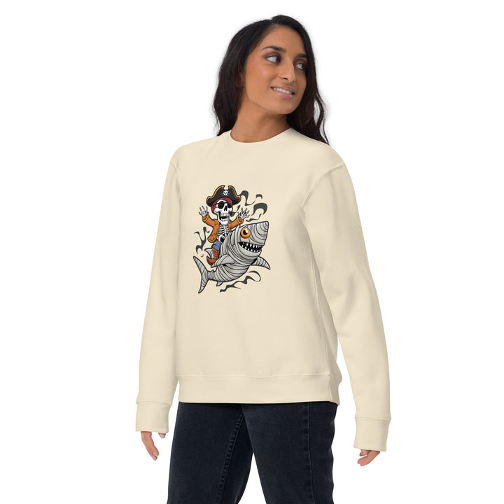 Pirate Shark Rider Unisex Premium Halloween Sweatshirt - Black / S - ArtyKoala