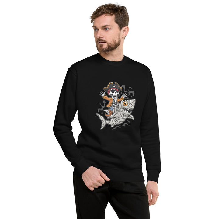 Pirate Shark Rider Unisex Premium Halloween Sweatshirt - Black / S - ArtyKoala