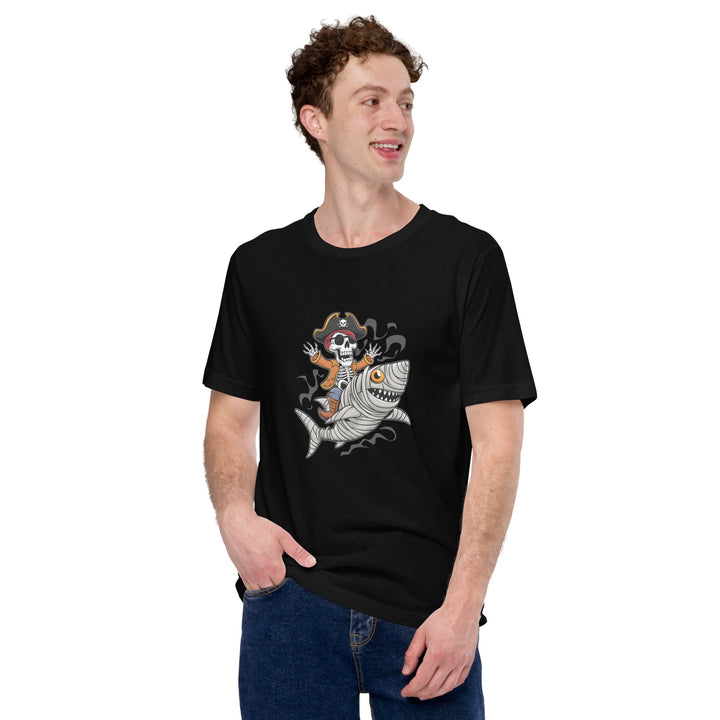 Pirate Shark Rider Unisex Premium Hallowen T-shirt - ArtyKoala