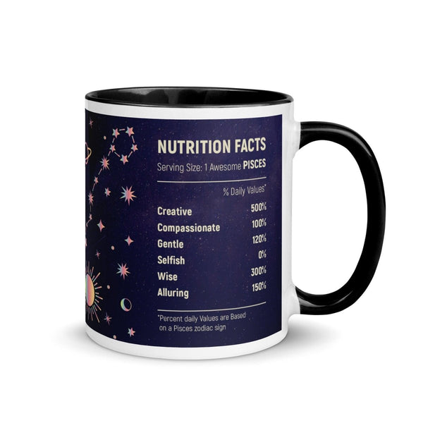 Pisces Colorful Print Mug - Black - 11 oz - ArtyKoala